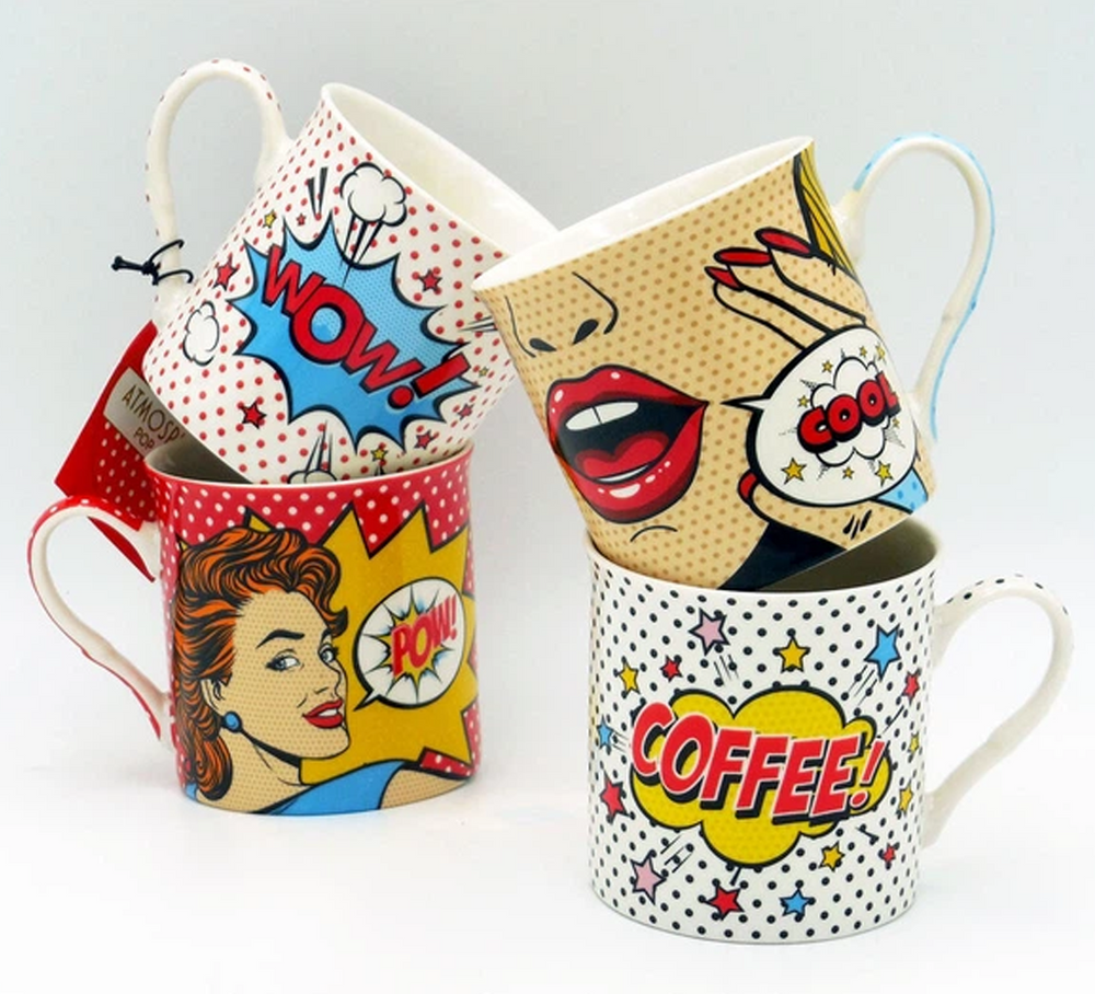 Easy Life Pop Art Mugs Set 4-Piece 300ml