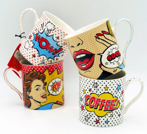 Easy Life Pop Art Mugs Set 4-Piece 300ml