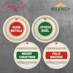 Easy Life Enjoy Your Christmas Dessert Plates Set of 4 19 cm Porcelain