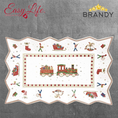 Easy Life Polar Express Porcelain Serving Platter Rectangular 35 x 23 cm White and Red