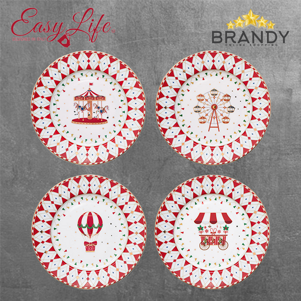 Easy Life Christmas Wonderland 4-Piece Porcelain Dessert Plates 19 cm