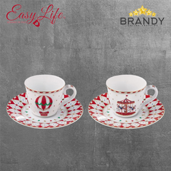 Easy Life Wonderland Porcelain Espresso Cups & Saucers Set 2pc 80 ml