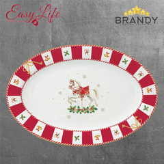 Easy Life Christmas Tale Oval Porcelain Serving Platter 35 x 23.5 cm