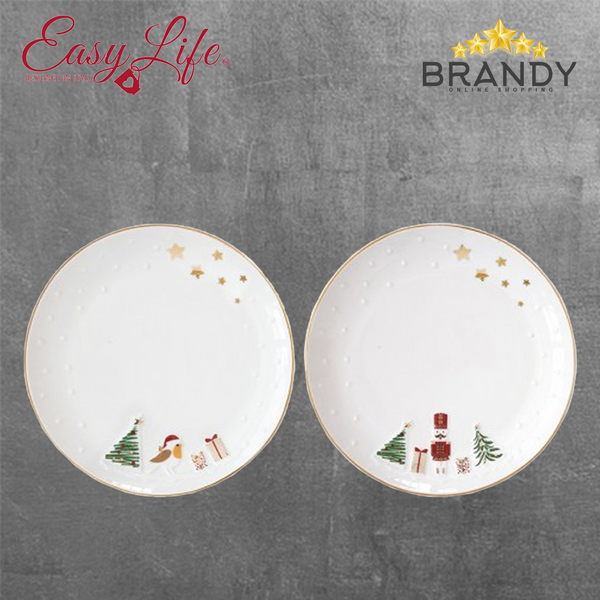 Easy Life Let It Snow Porcelain Dessert Plates Set of 2 16 cm