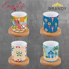Easy Life A La Plage Espresso Cup Set of 4 Porcelain 110 ml Multi