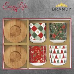 Easy Life Fancy Christmas Espresso Cup Set 4-Piece 110 ml