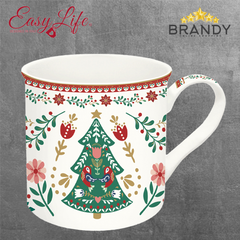 Easy Life Christmas Folk Porcelain Mug 300 ml - Festive Geometric Design