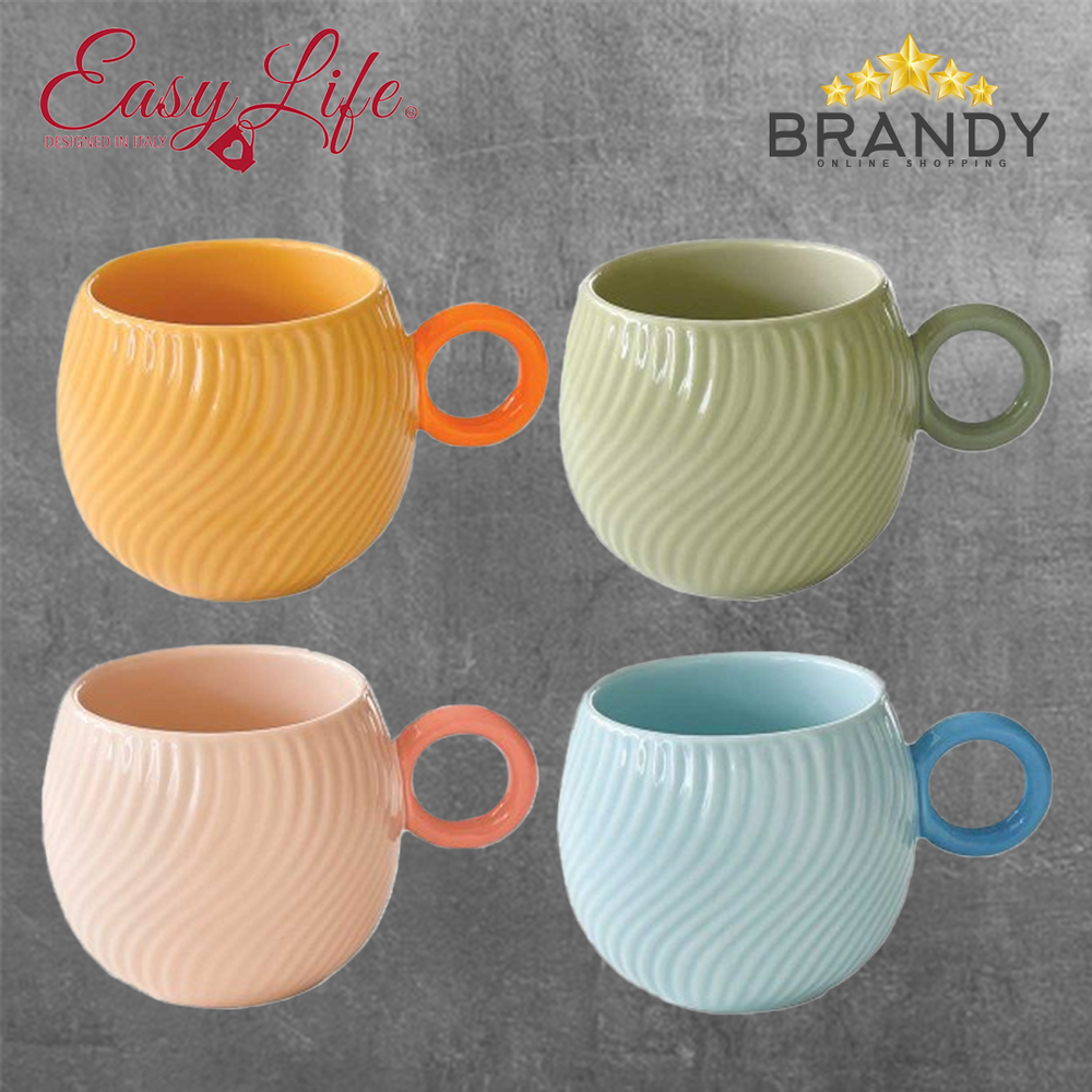 Waves Mugs Set 4pcs, Porcelain
