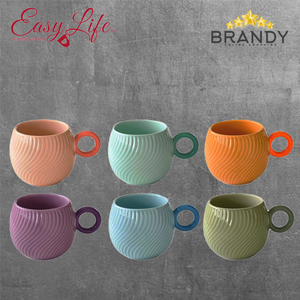 Waves Coffee Cups Set 6pcs, Porcelain