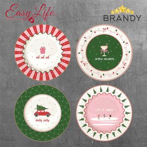 Easy Life Christmas Twist Dessert Plates Set of 4 19.5 cm Multicolored