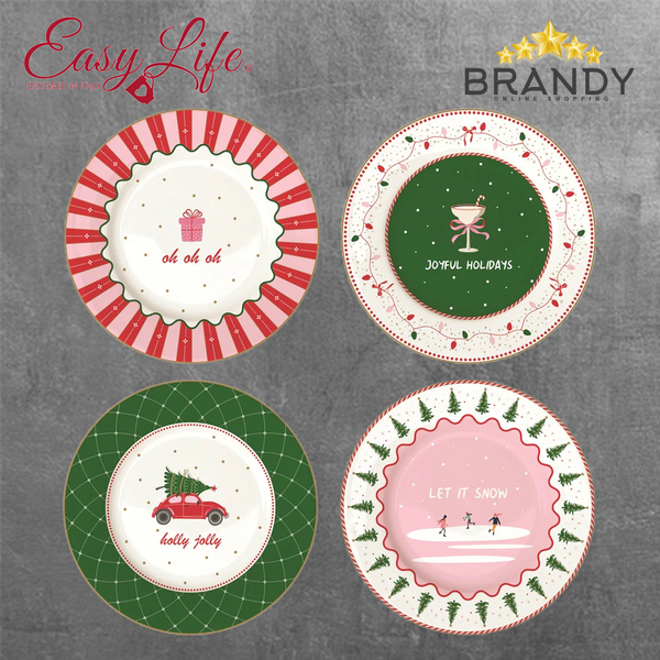 Easy Life Christmas Twist Dessert Plates Set of 4 19.5 cm Multicolored