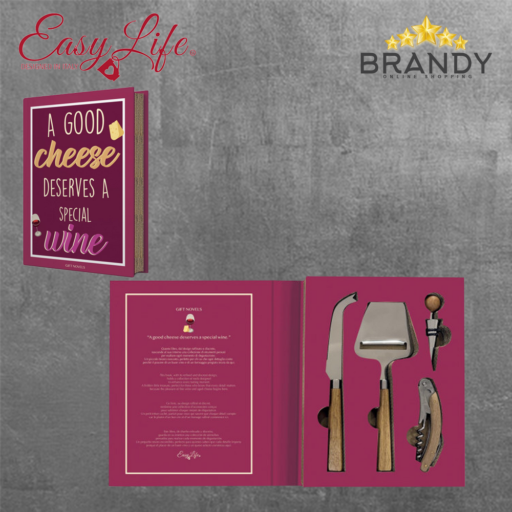 Easy Life A Good Cheese Deserves a Special Wine 4-Pc Cheese & Wine Set