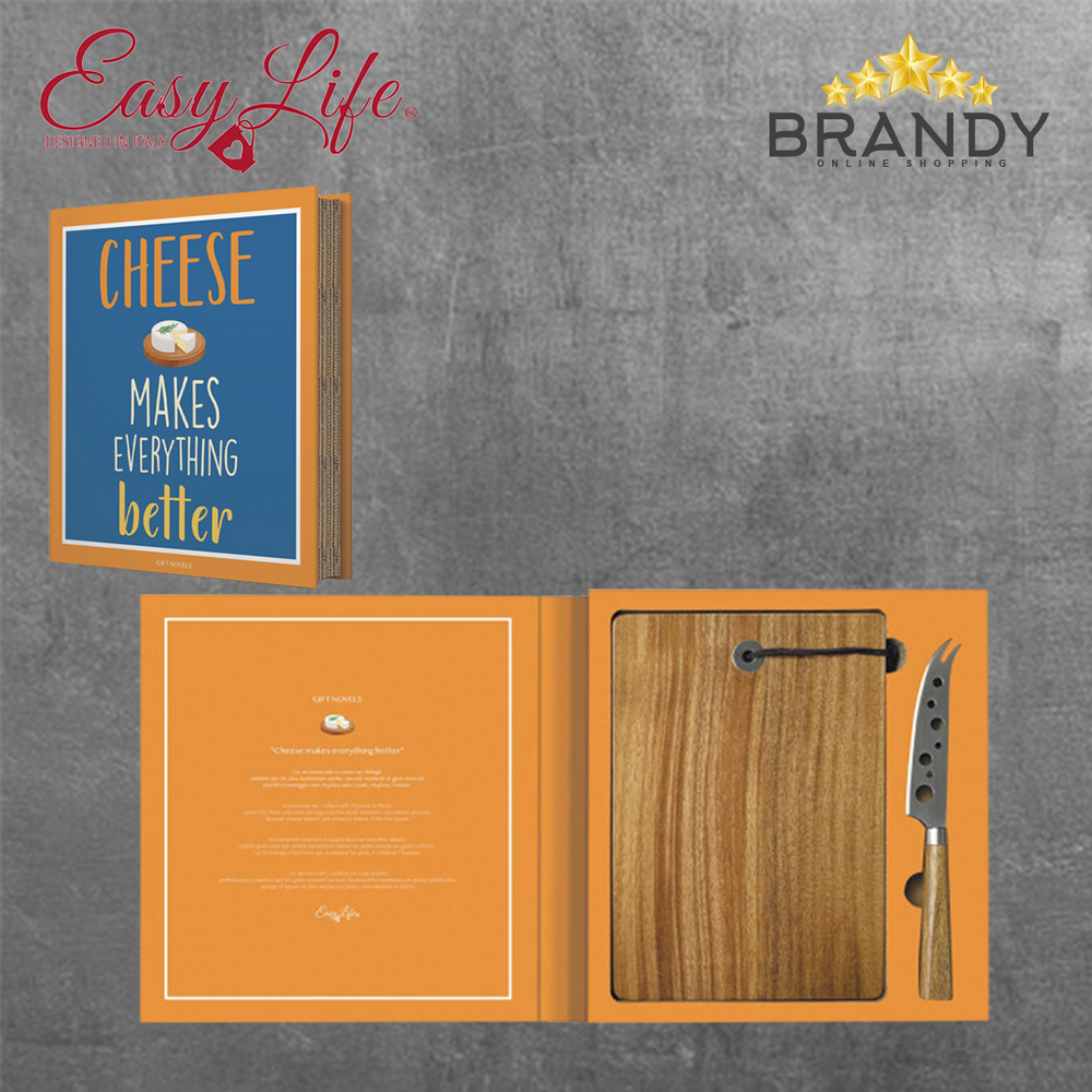 Easy Life Novel Cheese Board Gift Set Wooden Board and Stainless Steel Knife