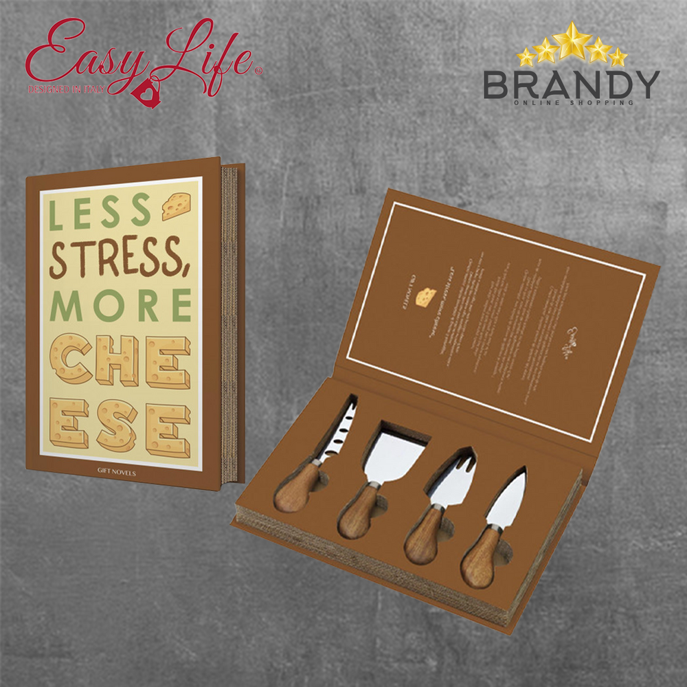 Easy Life Gift Novels 4-Piece Cheese Utensils Set R3272/GIFN Brown