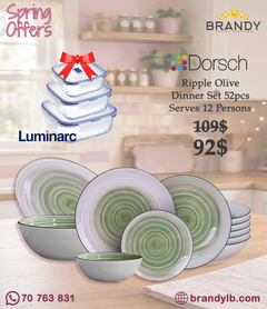 Dorsch Ripple Olive Porcelain Dinner Set 52pcs
