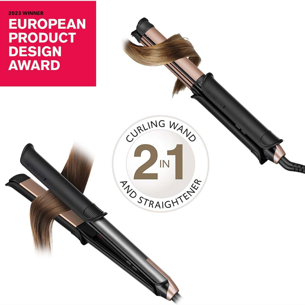 Remington ONE S6077 2-in-1 Straight & Curl Styler 110mm Plates 32mm