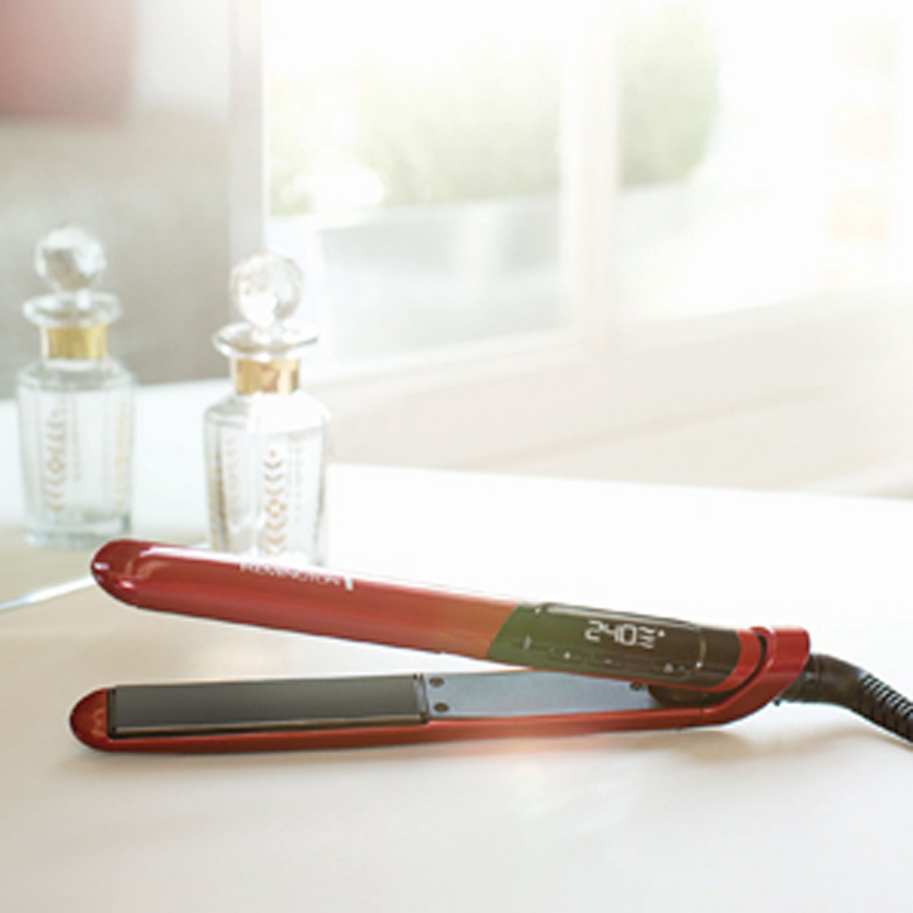 Remington S9600 Silk Hair Straightener 110mm Advanced Silk Ceramic Digital LCD Red