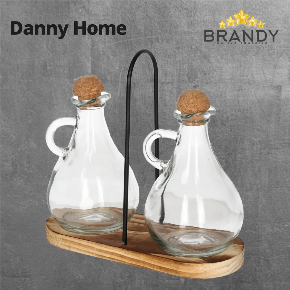 Danny Home Glass Oil & Vinegar Dispensers 2pcs with Stand SD-011-1