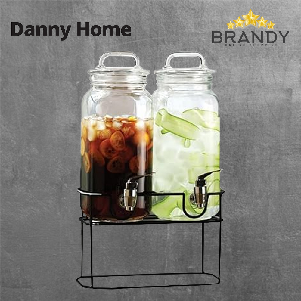 Danny Home Set 2 Glass Drink Dispensers with Stand SD-031.2-1