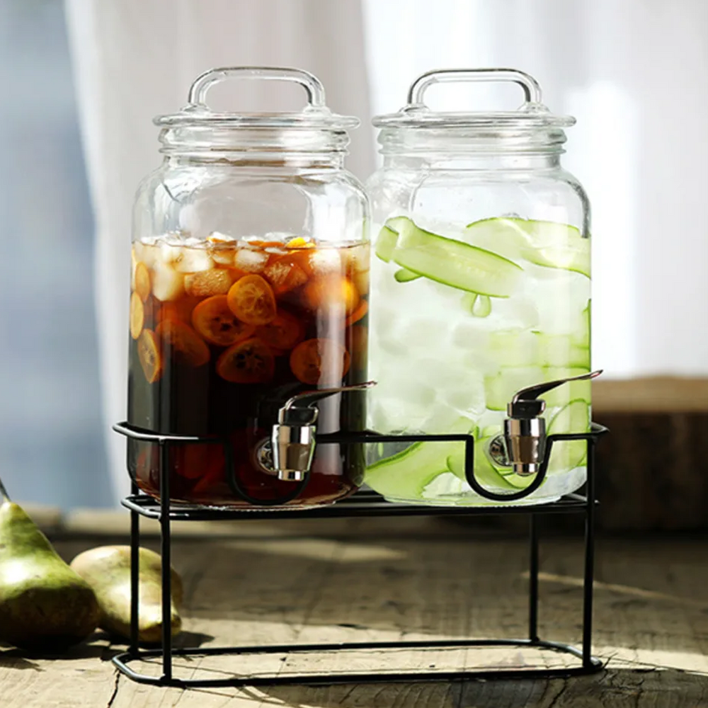 Danny Home Set 2 Glass Drink Dispensers with Stand SD-031.2-1