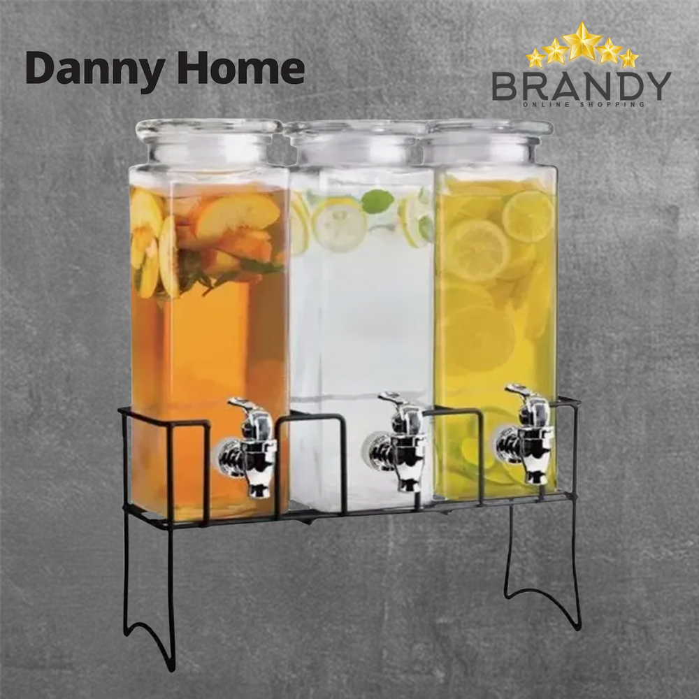 Danny Home Set 3 Glass Drink Dispensers 2.3L with Stand SD-034.3-1