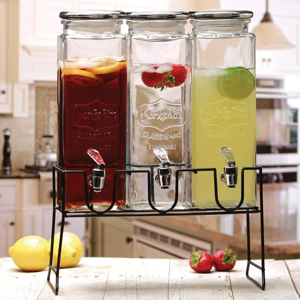 Danny Home Set 3 Glass Drink Dispensers 2.3L with Stand SD-034.3-1