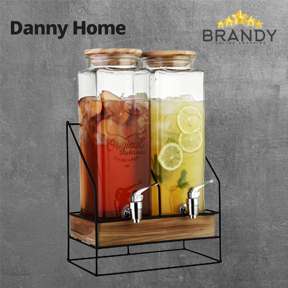 Danny Home Set 2 Glass Drink Dispensers with Stand SD-035.2-1
