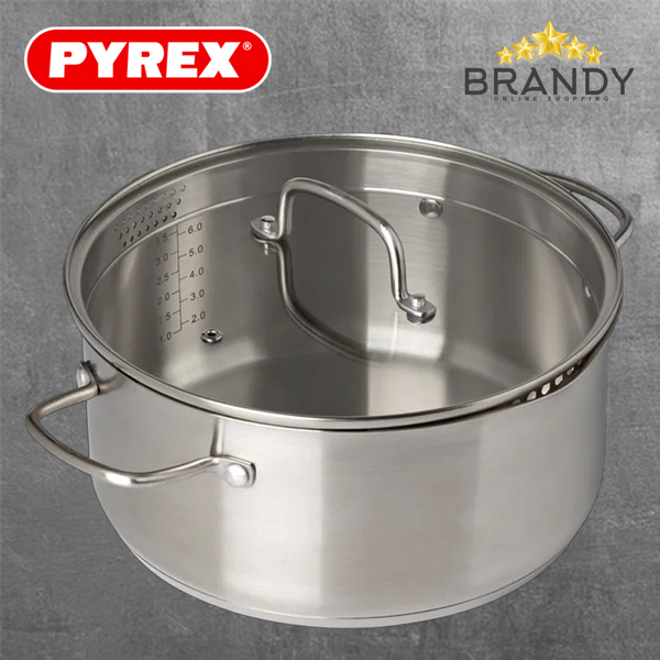 Pyrex Stainless Steel Stewpot with Lid 24 cm SR24AEX