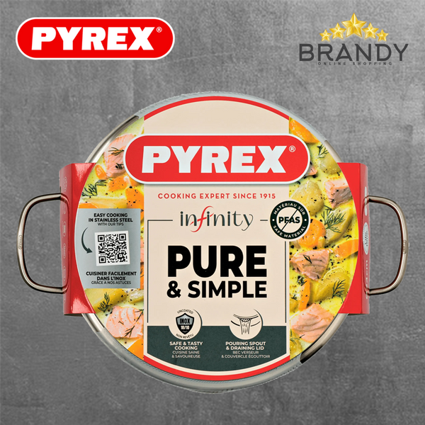 Pyrex Stainless Steel Stewpot with Lid 24 cm SR24AEX