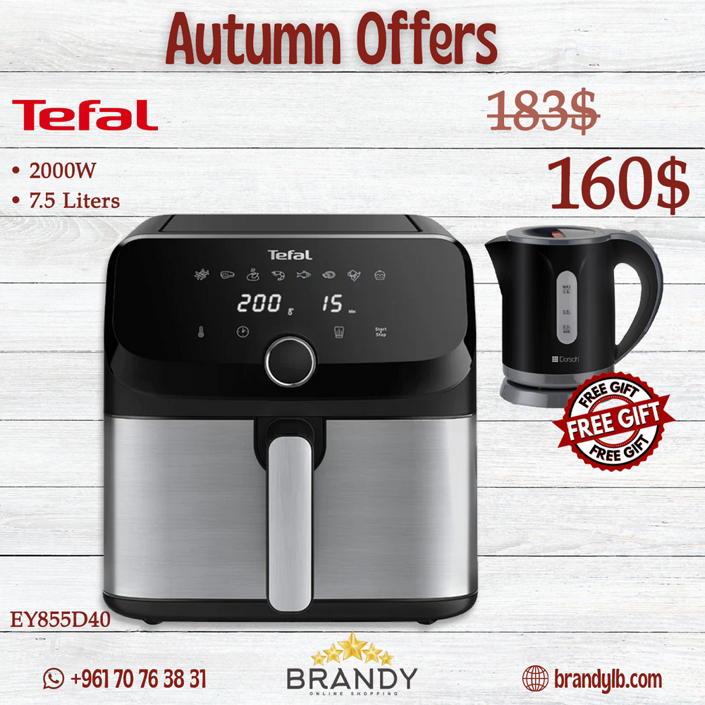 Easy Mega Fry XXXL 7.5L EY855D40 Air Fryer + Gift Dorsch Electric Kettle