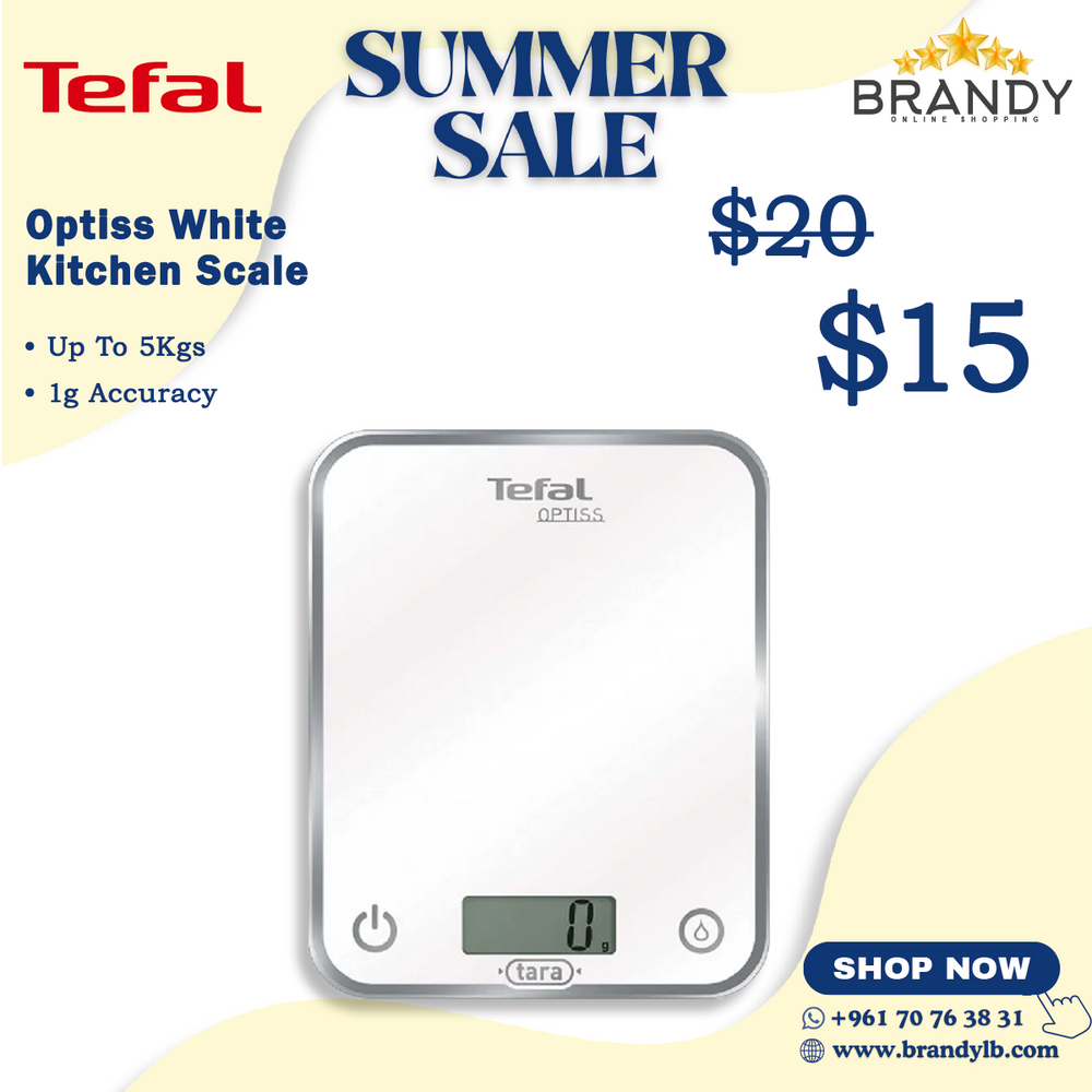 Optiss White Kitchen Scale 5Kg BC5000 with Precision Measurement
