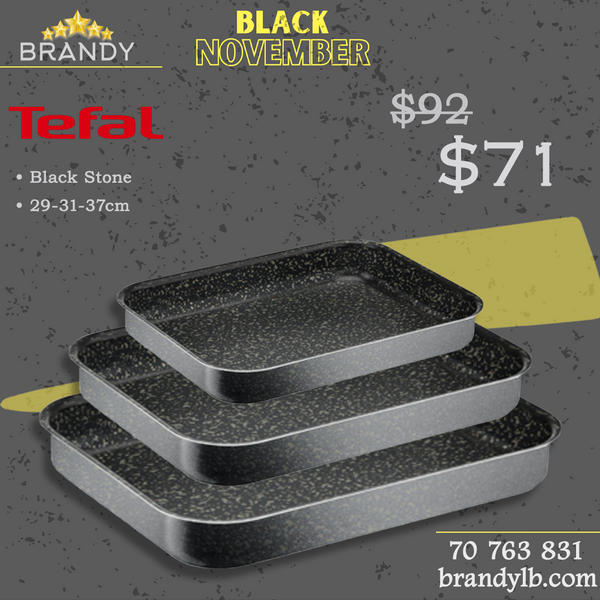 Tefal Black Stone Set 3 Rectangular Trays
