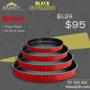 Tempo Flame Set 4 Round Trays, Non-Stick Aluminum