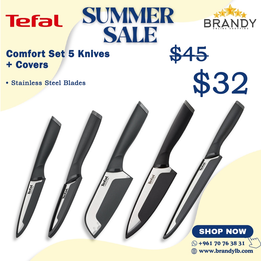Comfort Set 5 Knives With Covers, Stainless Steel Blades, Ergonomic Handles