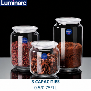 Luminarc Rondo Jars 3-Piece Glass Storage Set 0.5L 0.75L 1L