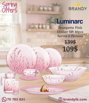 Luminarc Trompette N2142 46-Piece Dinner Set Pink Floral