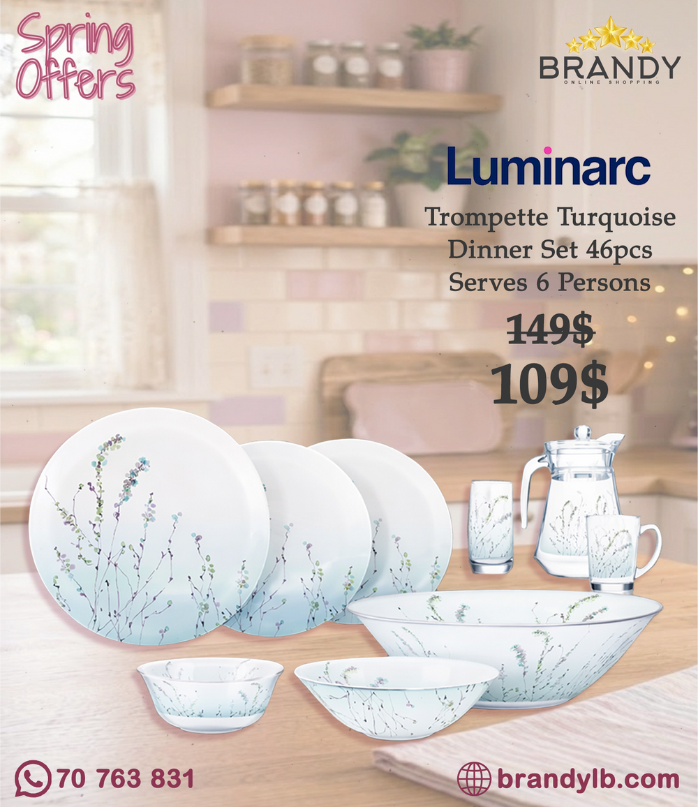 Luminarc Trompette 46-Piece Dinner Set Turquoise P1286