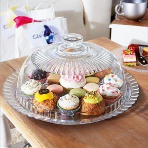 Cake Plate With Cover 33cm - Glass