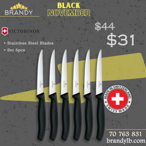 Steak Knives Set 6pcs with Stainless Steel Blades