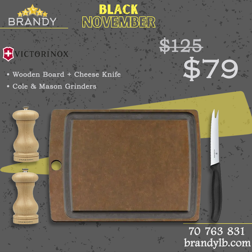 Cheese Board Set with Salt & Pepper Mills and Knife