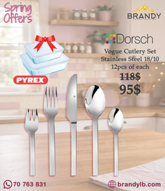 Dorsch Vogue 60pcs Cutlery Set 18/10 Stainless Steel + Free Pyrex Glass Containers
