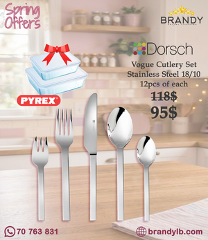 Dorsch Vogue 60pcs Cutlery Set 18/10 Stainless Steel + Free Pyrex Glass Containers