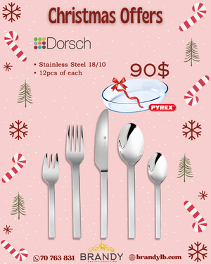 Vogue Cutlery Set 60pcs Stainless Steel + Free Pyrex Roaster