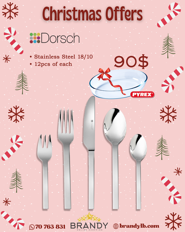 Vogue Cutlery Set 60pcs Stainless Steel + Free Pyrex Roaster