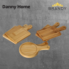 Danny Home Mini Bamboo Serving Trays 6-Piece Set Assorted Shapes Brown