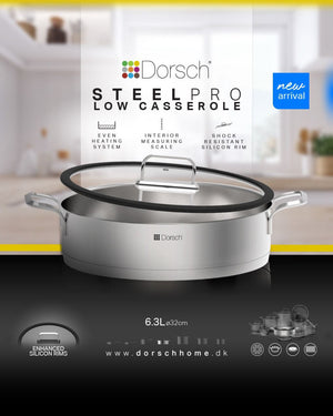 Steel Pro Low Casserole 32cm Stainless Steel