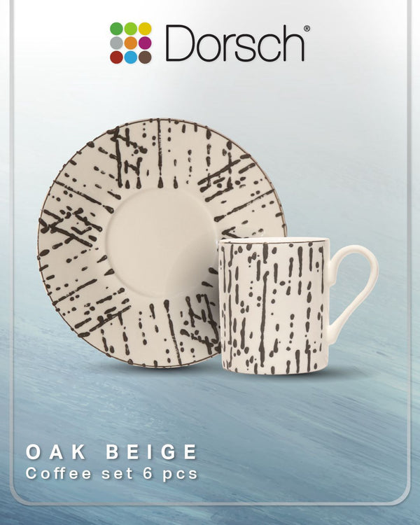 Dorsch Samba Oak Beige Coffee Cups Set 6pcs Porcelain 90ml-2