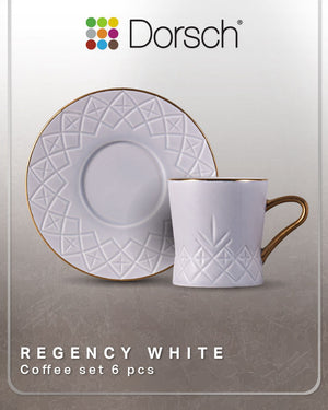 Dorsch Regency White Porcelain Coffee Cups Set 6pcs 90ml with Saucers-2