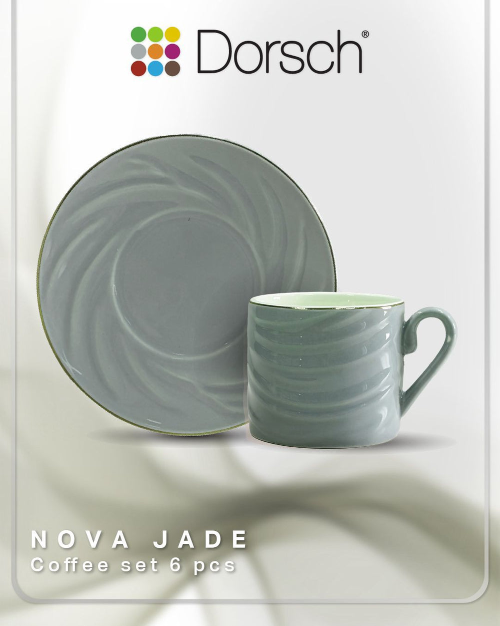 Dorsch Nova Jade Coffee Cups Set 6pcs Porcelain 90ml with Saucers-1
