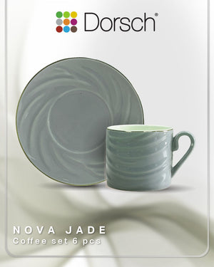 Dorsch Nova Jade Coffee Cups Set 6pcs Porcelain 90ml with Saucers-2